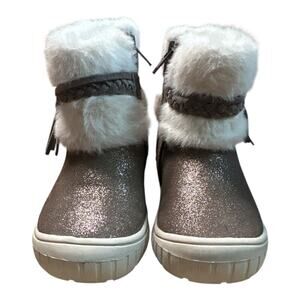 Geox Taupe Sparkle Breathable Thermal Insulation Fringe Ankle Boots Toddler 8